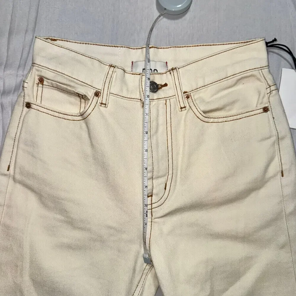 BDG Urban Outfitters Loose Straight Jeans NWT Size 24 Destroyed Ivory High Rise - Picture 9 of 16